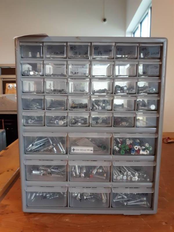 lot 9718 image: Cubby Bin Full of Screws