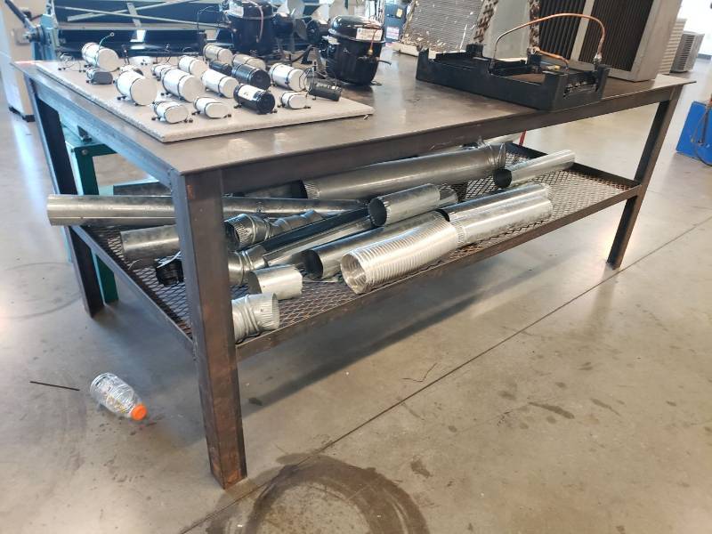 lot 8034 image: 8 x 4 steel worktable