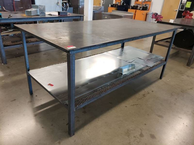 lot 8037 image: 8 x 4 steel worktable