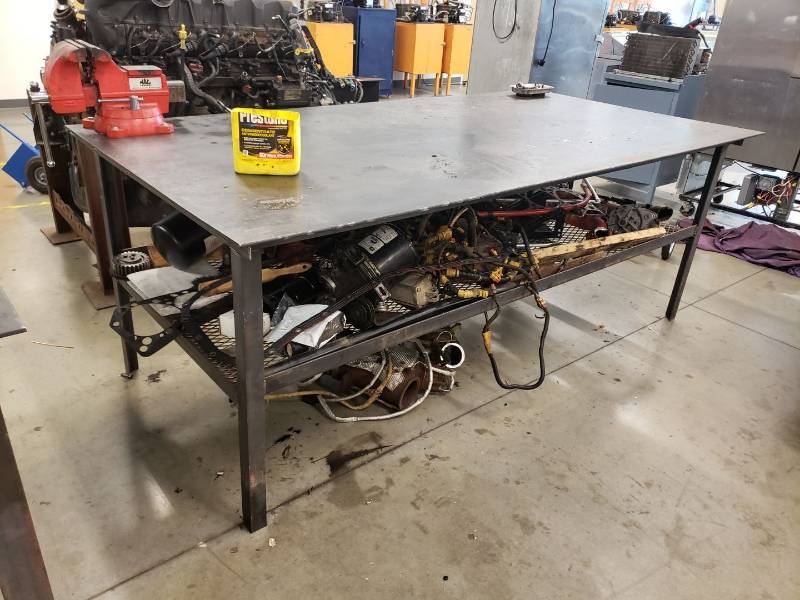 lot 8094 image: 8 x 4 Steel Worktable Vise Sold Separately