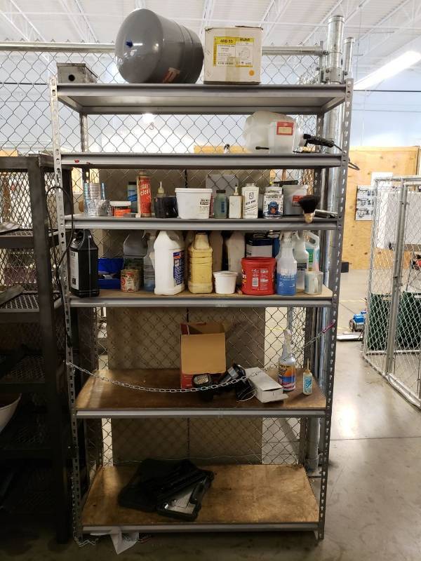 lot 8233 image: 6 shelf rack with contents