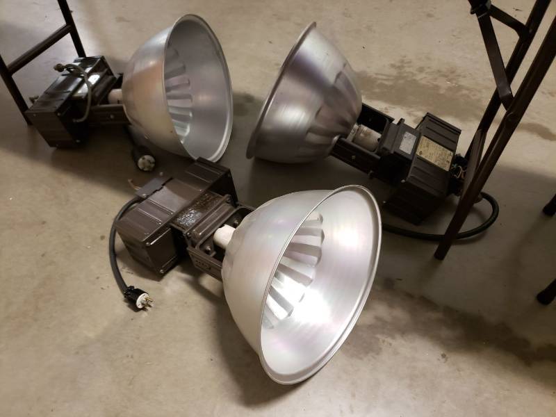 lot 8326 image: 3 warehouse light fixtures
