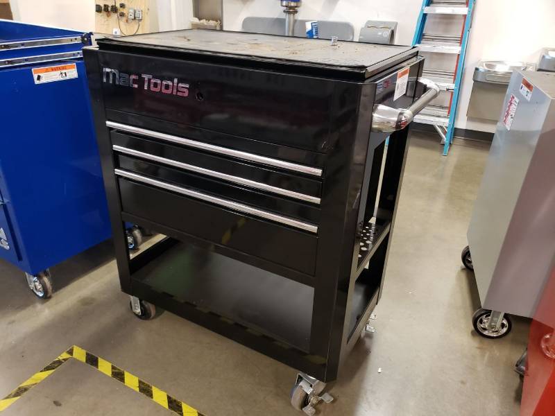 lot 8333 image: MAC Tools Rolling Service Cart toolbox MB1305UC Macsimizer 3 Drawer Utility BIN
