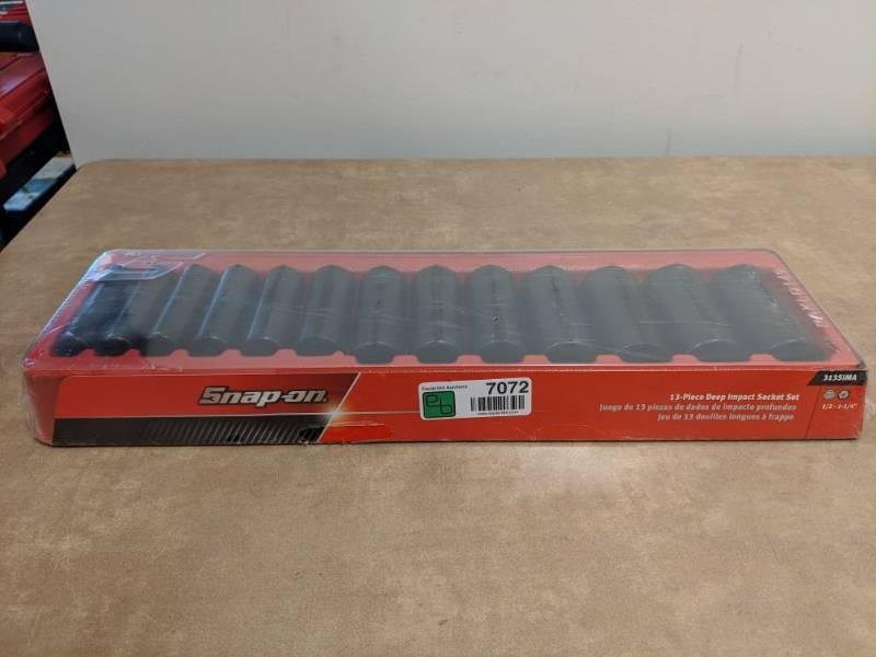 lot 7072 image: New Snap On Deep Well Impact Standard Socket Set Model 313IMA