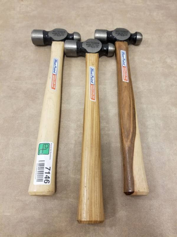 lot 7146 image: Blue Point Ball Peen Hickory Handle Hammer 3 Set