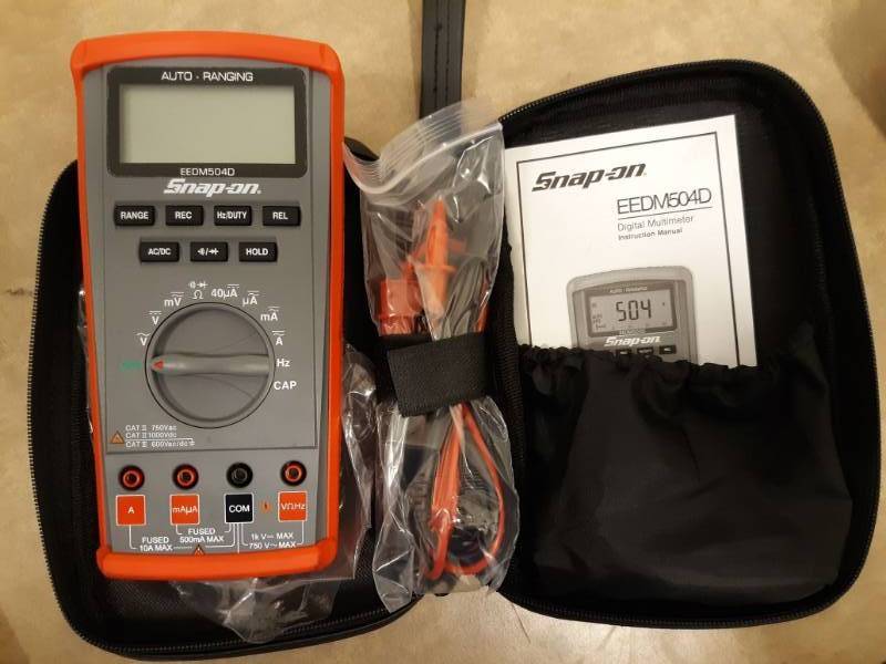 lot 7171 image: Snap-on Auto-Range Digital Multimeter Mechanic Tool Model # EEDM504D