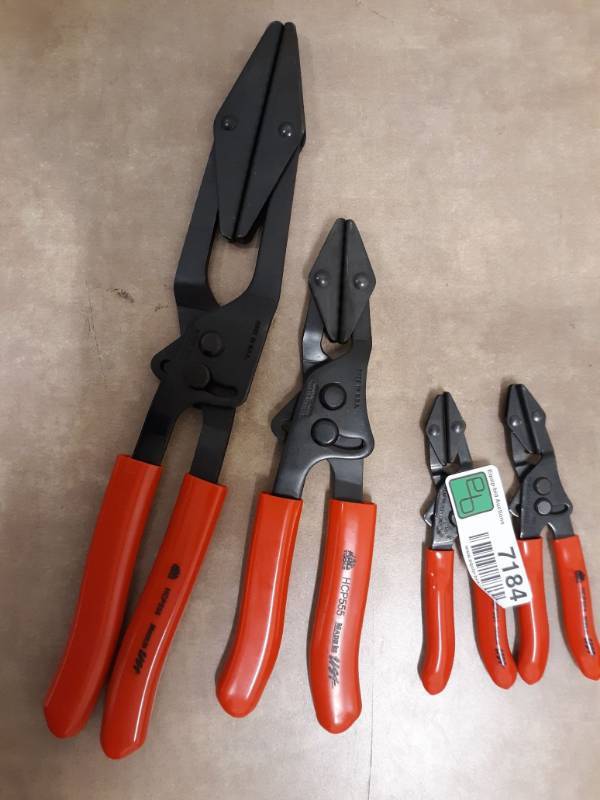 lot 7184 image: Mac 4 PC. Hose Pinch-Off Pliers Model # HCP556, HCP555, (2) HCP 554