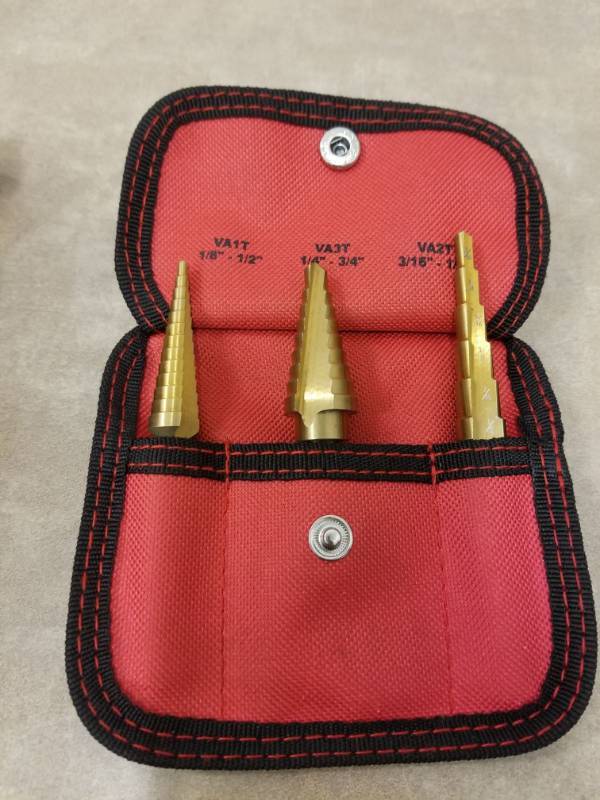 lot 7194 image: MAC Tools 3 PC Titanium Nitride Step Drill Kit Set