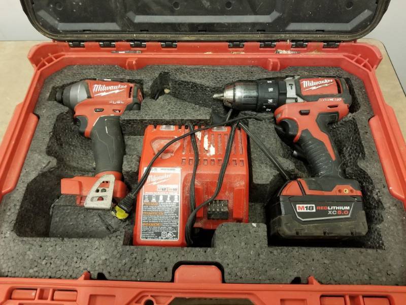lot 7218 image: Milwaukee Drill and Impact Drill with Battery Charger