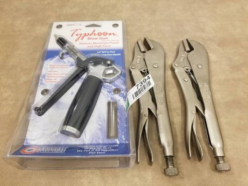 lot 7394 image: Typhoon Blow Gun and 2 10in Vise Grips