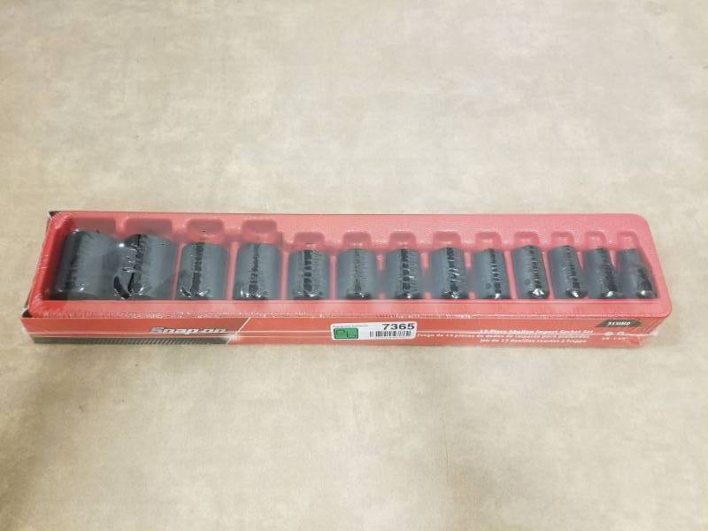 lot 7365 image: Snap On 13 PC Shallow Impact Socket Set 313IMD