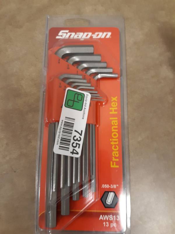 lot 7355 image: Snap-on 13 PC. Fractional Hex Wrench Set Model # AWS13