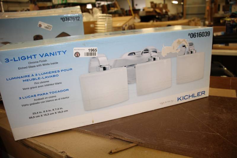 lot 1965 image: Kichler Vanity 3 Light - 0616039 Chrome Finish