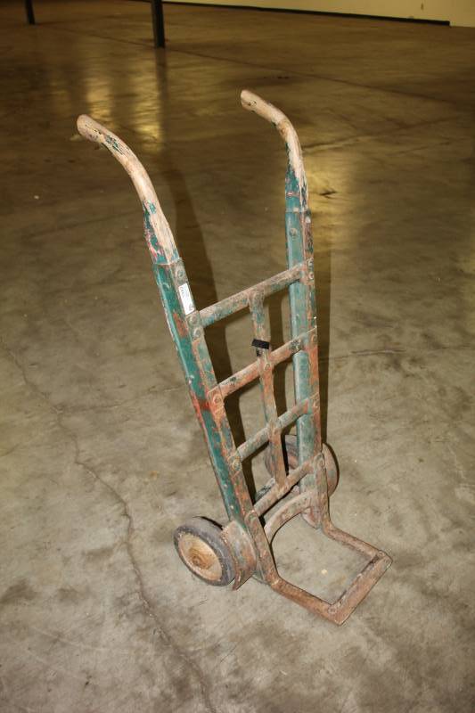 lot 1982 image: Vintage Heavy Duty Antique Industrial Age Warehouse Hand Truck Dolly