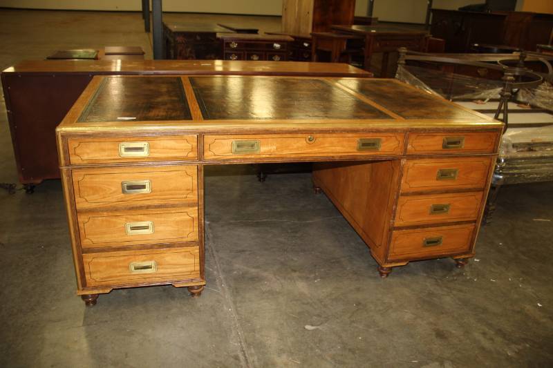 lot 3606 image: Partners Desk with Inland Leather Top