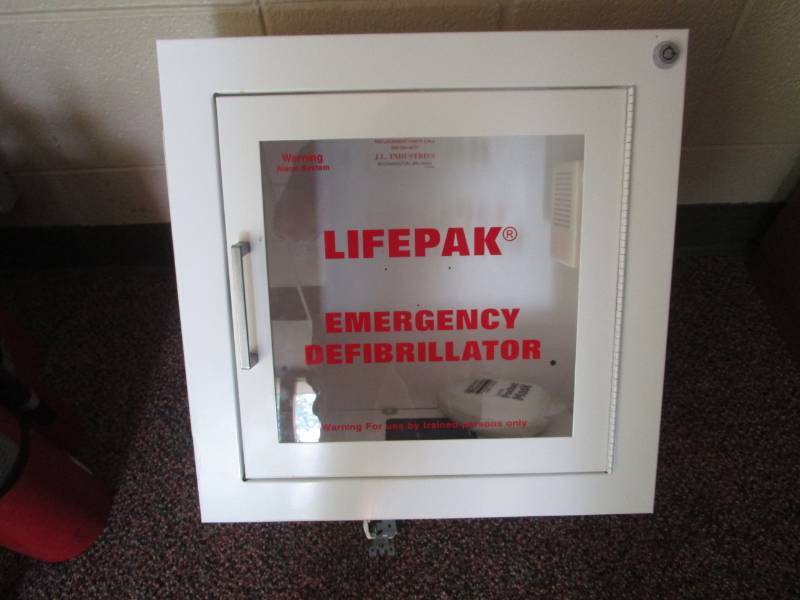 lot 5155 image: LifePak Wall Mount Emergency Defibrillator Box
