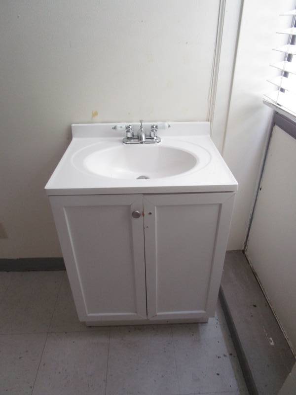 lot 5179 image: Bathroom Cabinet with Sink Top - Buyer Must Remove