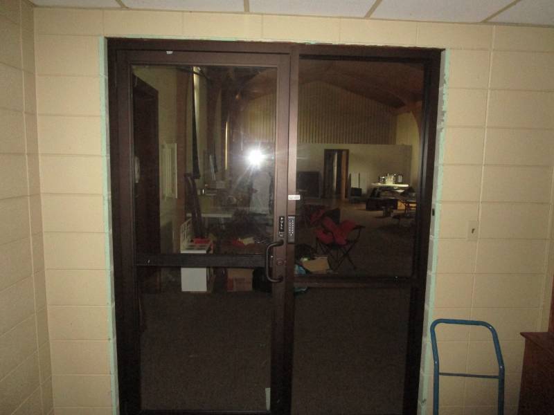 lot 5193 image: Glass Entryway Door with Keypad Entry Buyer Must Remove
