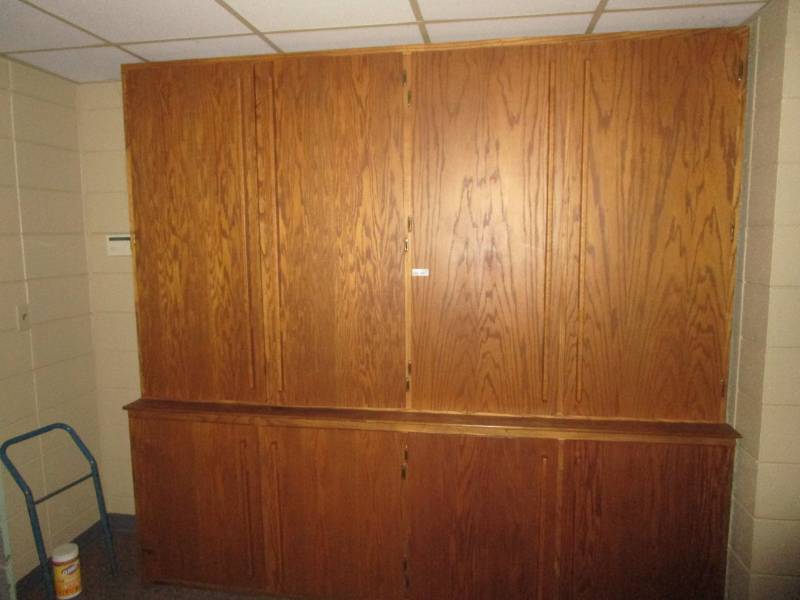 lot 5194 image: Floor to Ceiling Wood Cabinets with Doors