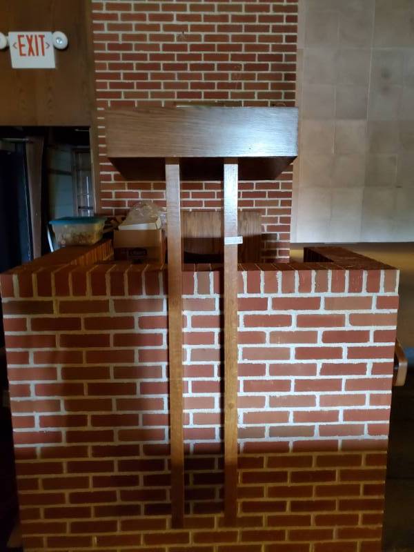 lot 5219 image: Wood Podium with Light