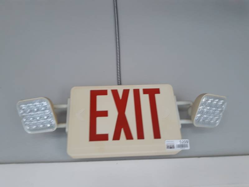 lot 5209 image: Exit Sign with Two Emergency Lights - Buyer Must Remove