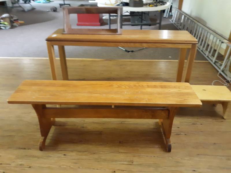 lot 5229 image: Wood Table and Wood Benches