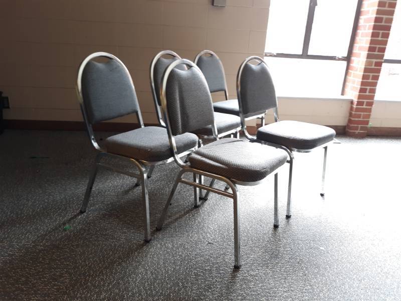 lot 5027 image: Pick 5 of 100 Banquet Chairs Metal Upholstered Some May Have Stains or Minor Damage 1st Come 1st Served