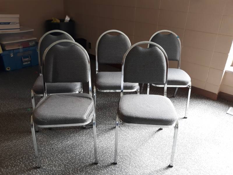 lot 5030 image: Pick 5 of 100 Banquet Chairs Metal Upholstered Some May Have Stains or Minor Damage 1st Come 1st Served