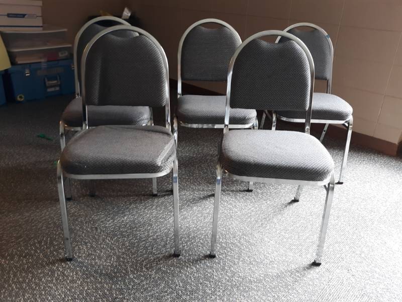 lot 5094 image: Pick 5 of 100 Banquet Chairs Metal Upholstered Some May Have Stains or Minor Damage 1st Come 1st Served