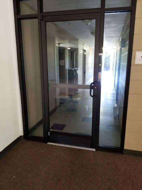 lot 5161 image: Glass Entryway Door with Keypad Entry Buyer Must Remove