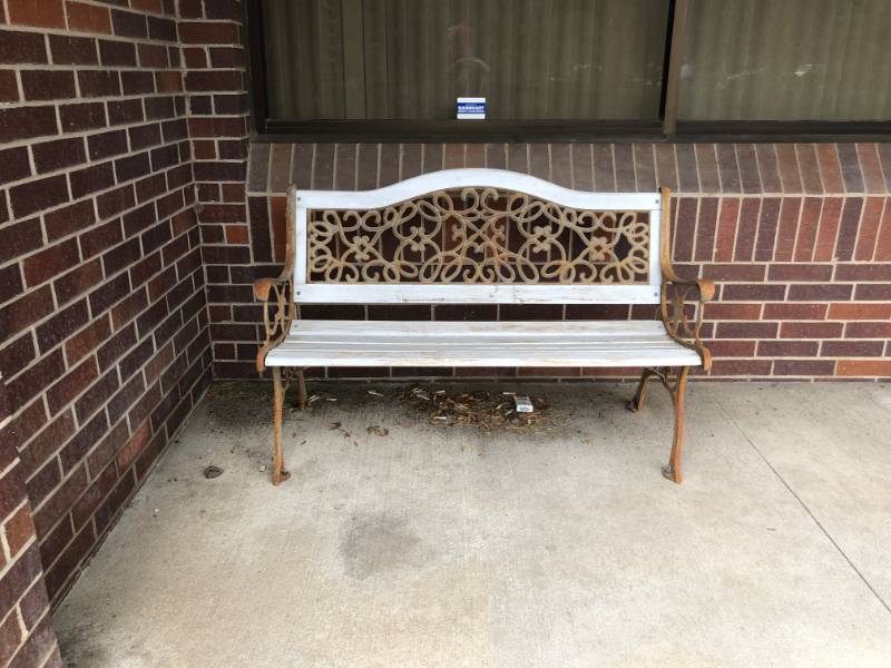 lot 4387 image: Wrought Iron Wooden Bench