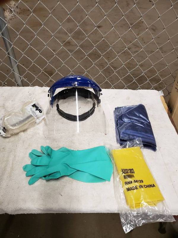 lot 10836 image: Face Shield, Goggles, Gloves, And More