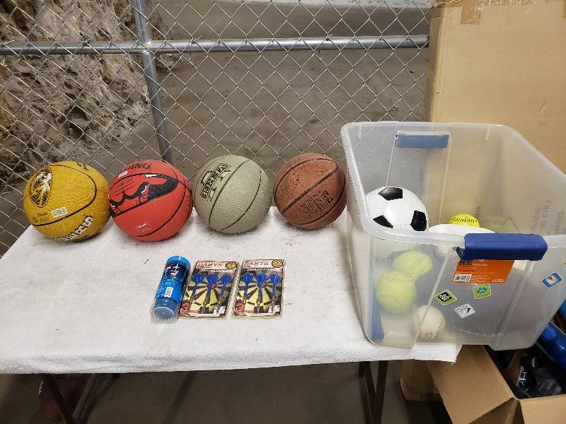 lot 10858 image: Darts, Soccer Balls ,basketballs, and more