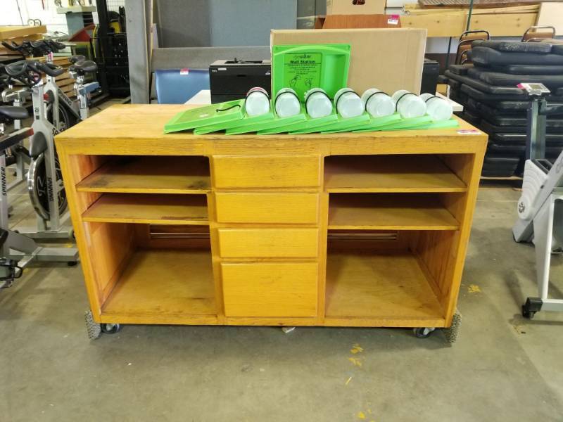 lot 3094 image: Wood Cabinet On Wheels