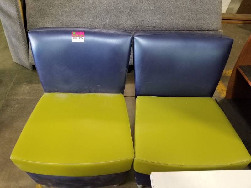 lot 3096 image: 2 Faux Leather Chairs