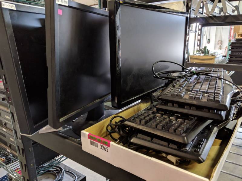 lot 3265 image: (4) Computer Monitors (4) Keyboards And Cordage