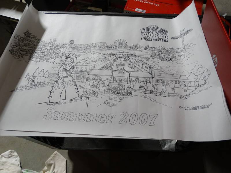 lot 6320 image: 3 Wild west world coloring sheets.
