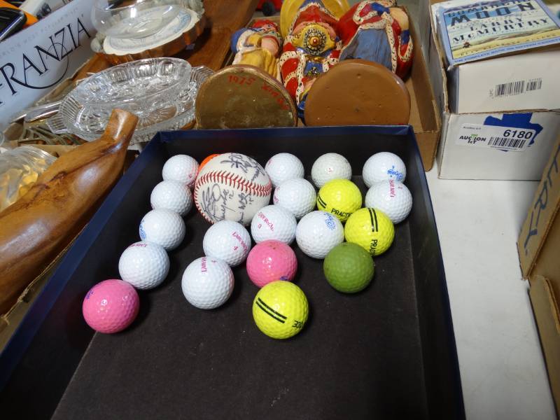 lot 6182 image: Lot of golf balls and a baseball.