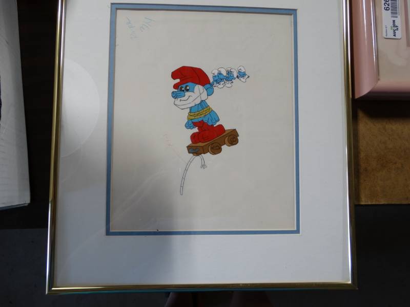 lot 6271 image: Wall picture with the smurfs.
