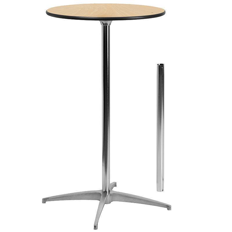 lot 5451 image: Flash Furniture Round Wood Cocktail Table with 30-Inch and 42-Inch Columns, 24-Inch