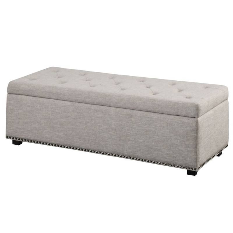 lot 5456 image: Simpli Home Ottomans Hamilton Linen Type Fabric Rectangular Storage Ottoman in Natural 3AXCOT-239-NL