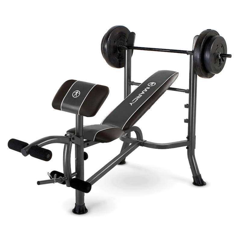 lot 5491 image: Marcy Standard Bench with 80lb Weight Set, Black