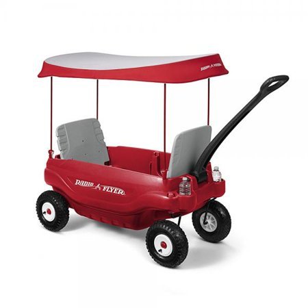 lot 5504 image: Radio Flyer Deluxe All-Terrain Family Wagon Ride On, Red
