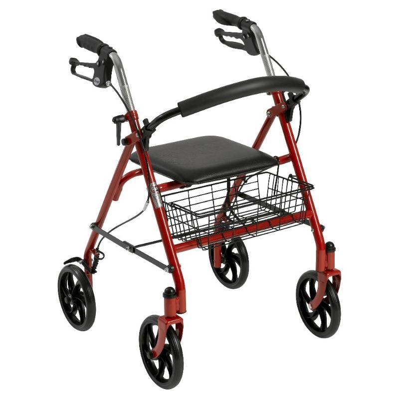 lot 5517 image: Rollator 4-wheel Walker with Fold-up Removable Back Support