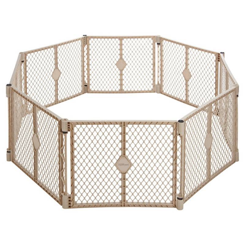 lot 5529 image: North States Superyard Indoor Outdoor 8 panel Playard-Sand