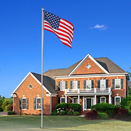lot 5549 image: 20ft Aluminum Sectional Flagpole Kit Free US American Flag Outdoor Halyard Pole