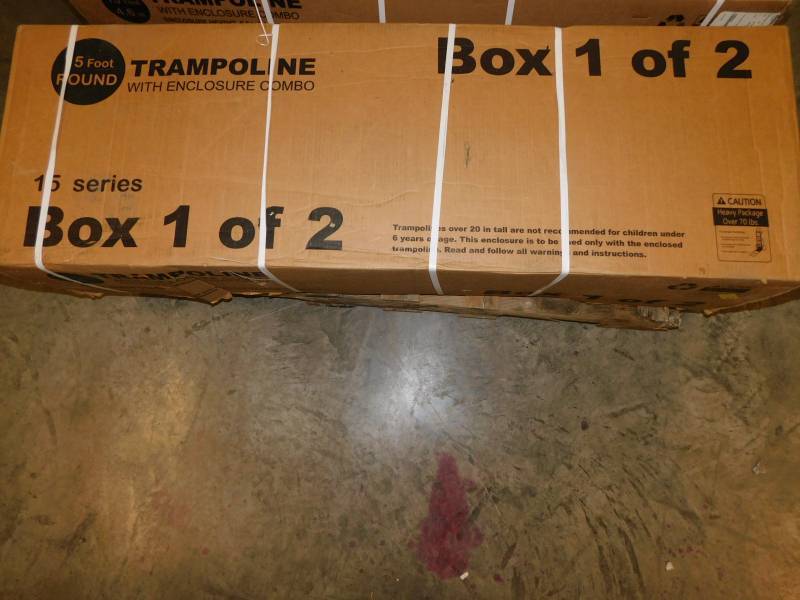 lot 5485 image: Skywalker Trampolines 15-Foot Jump N� Dunk Trampoline with Enclosure Net - Basketball Trampoline