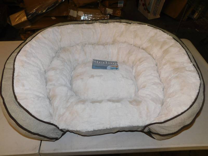 lot 5521 image: Sterling Premium Cooling Gel Memory Foam Pet Bed, Plush With Woven Linen, Beige