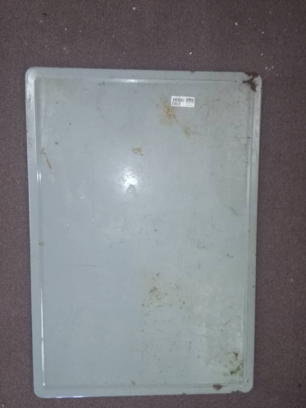 lot 2362 image: Porcelain Metal Hoosier Cabinet Slide Out Tray for Base Cabinet