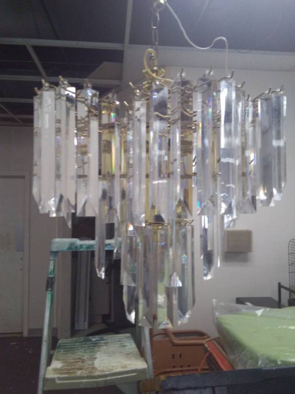 lot 2391 image: Ceiling Light Fixture Chandelier Missing some of the Crystals